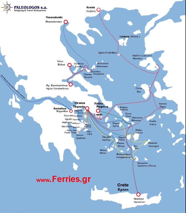 Ateenan ferry map - Kartta Ateena ferry (Kreikka)